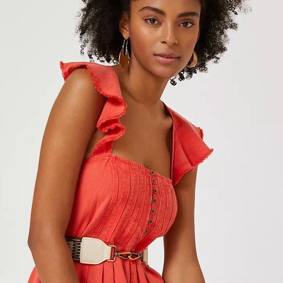 Anthropologie Pilcro Flutter Sleeve Midi Dress - Picture 7 of 16